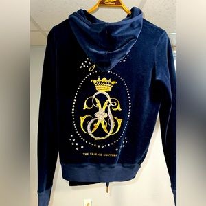 Vintage Juicy Couture Royal Blue Velvet Tracksuit Set jeweled Set - Sz XL